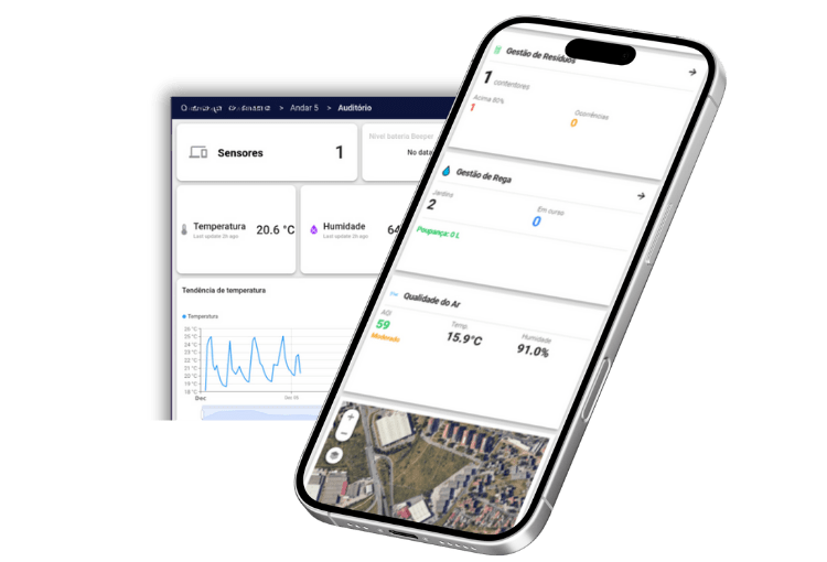 A SmartHive assume esse papel como plataforma de gestão de sensores IoT, funcionando como o núcleo central de integração e controlo.