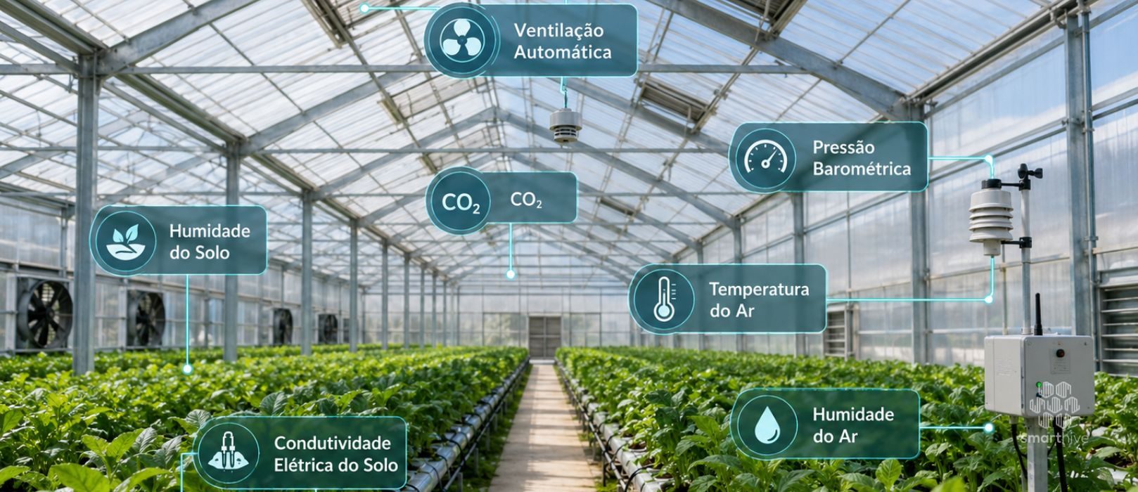 Agricultura inteligente e automação de estufas com SmartHive